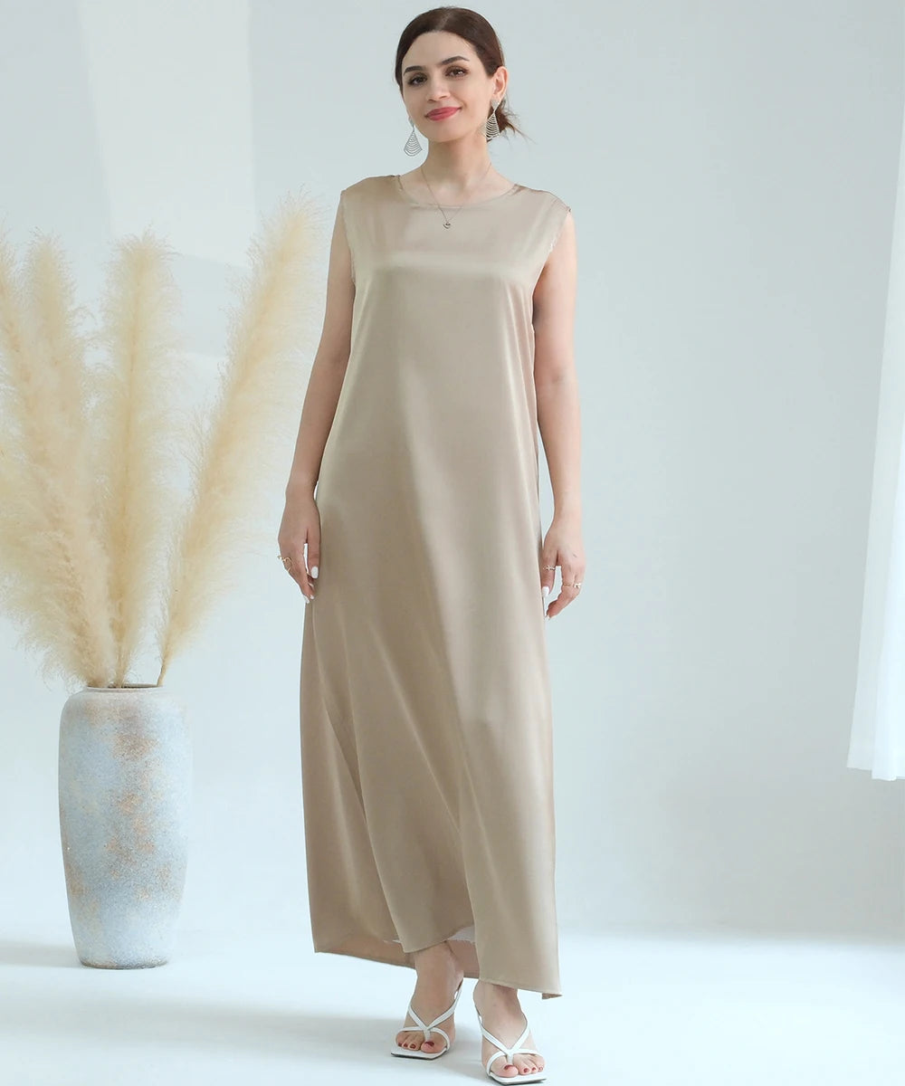 Abaya Inner Dress High Quality White Sleeveless