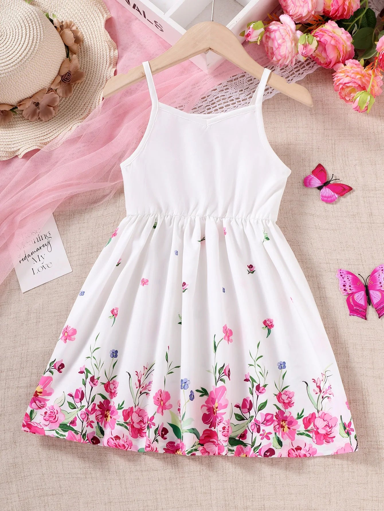 Kids Girl Summer New Sling Dress for Children Girl 4-7 Years