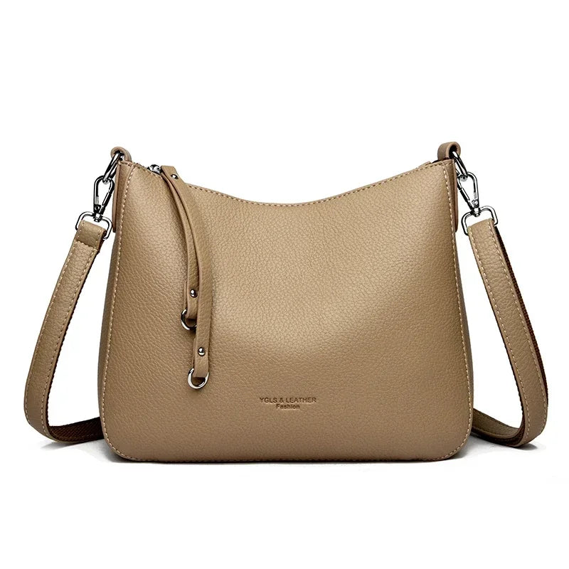 Genuine Brand Women's Soft PU Leather Shoulder Crossbody Bags Luxury Hand Bags Designer Ladies Messenger Commuting Sac A Main