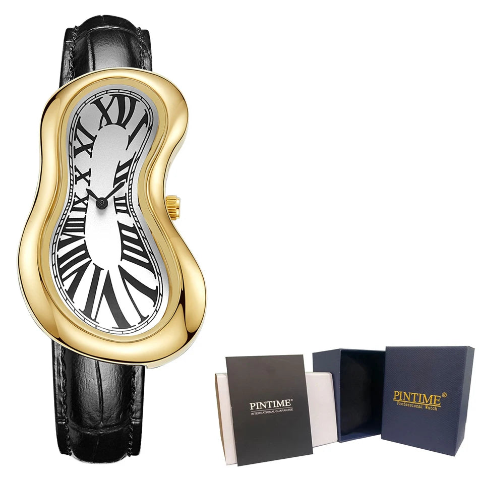 2026 Unique Canteen Shape Y2K Watch Vintage Quartz Watch 30M Waterproof Roman Dial Leather Strap Unisex Gift Twisted Wristwatch