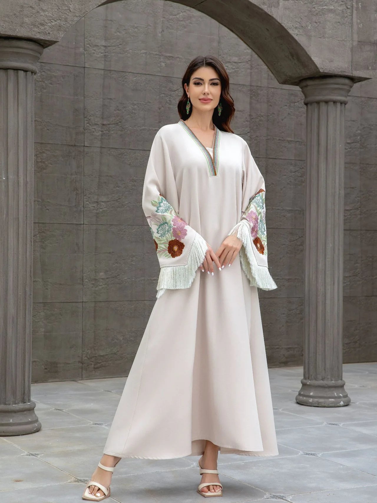 Abaya Modest Arabian Floral Abaya Long Muslim
