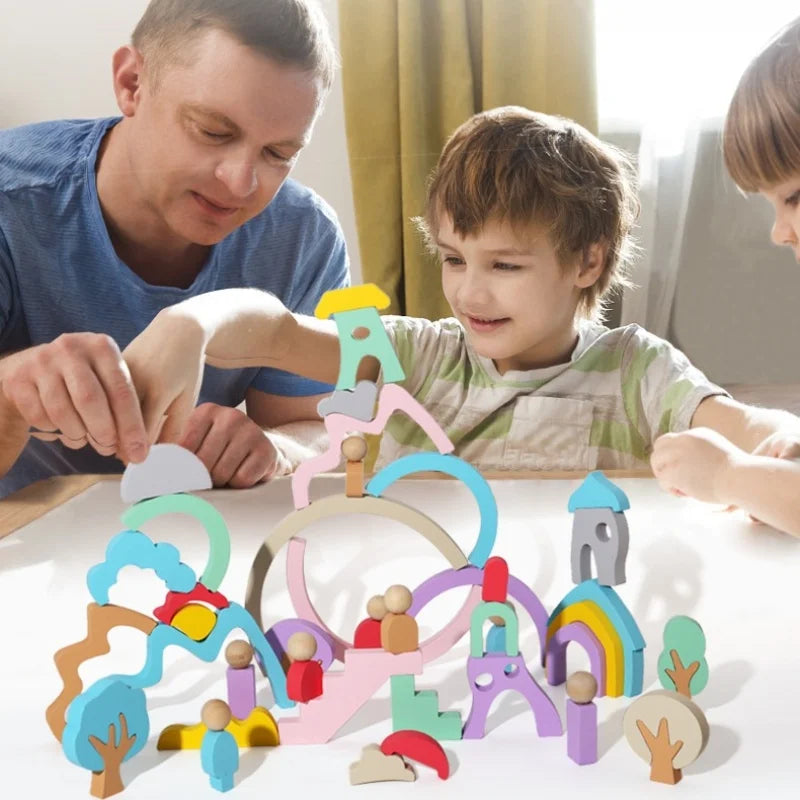 Kids Montessori Toys Wooden Rainbow