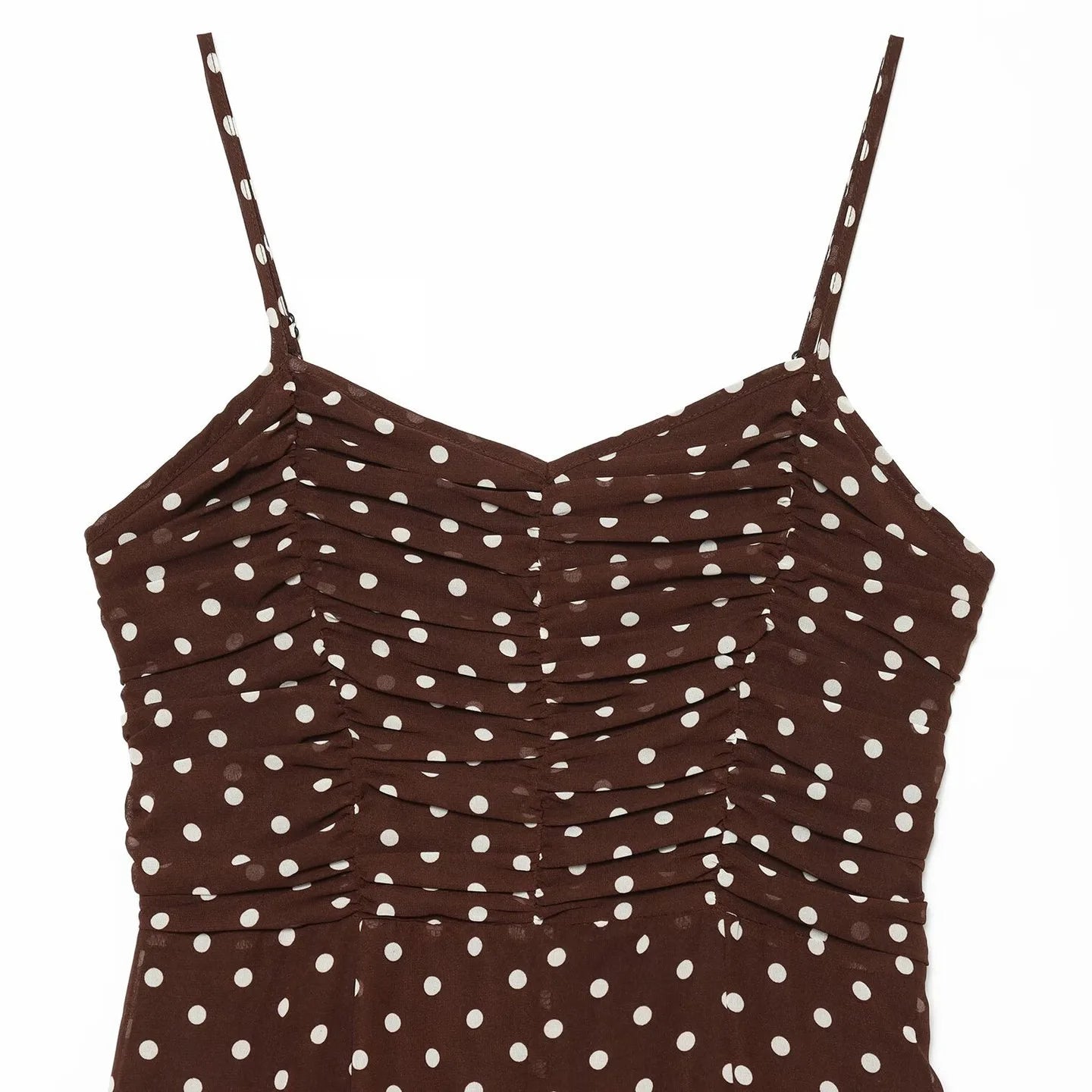 New Arrival French Simple Style V-neck Sleeveless Polka Dot Print Long Strapless Dress Elegant Atmosphere A-line Skirt Polyes...