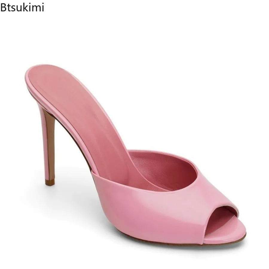 New 2026 Summer Women's High Heeled Sandals Sexy Peep Toe Pointed Toe Thin Heels Shoes Outdoor Designer Ladies Party Slippers