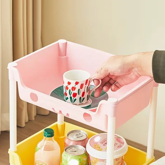 3/5-Tier Mobile Snack Cart with Wheels - Heavy-Duty Suitable for All-Room Rolling Cart, Large Capacity Space-Saving Unit