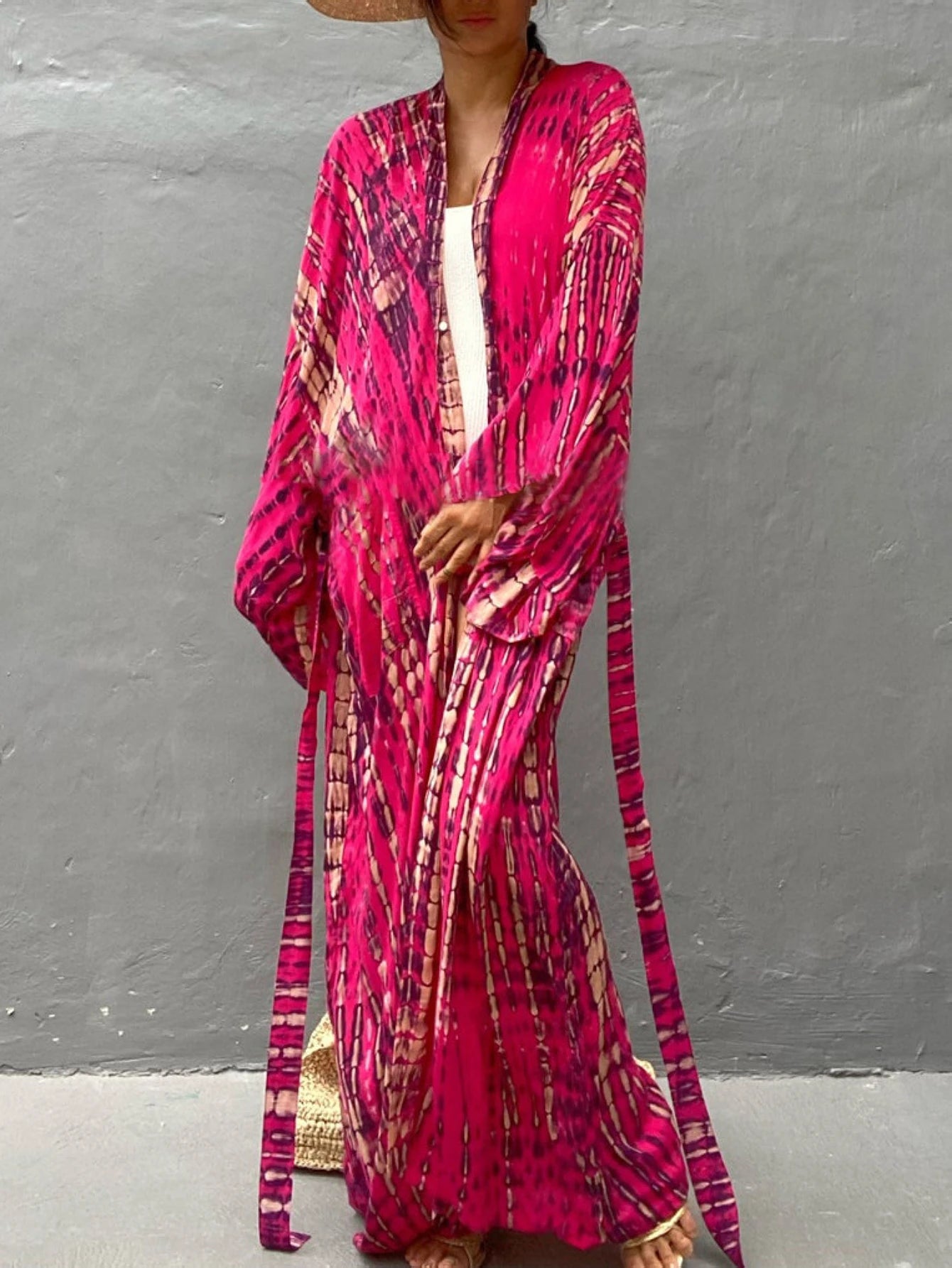 Women's Summer Kaftan Robe Cardigan Ethnic Style Printed Kimono Beach Vacation Casual Loose Large Size Cardigan Bikini Swimsuit