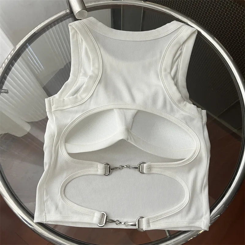 Sports Tank Tops With Bra Pad Casual Crop