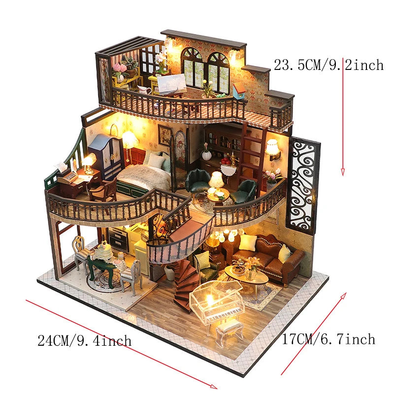 Wooden Miniature Doll House 3D Puzzle Assembly