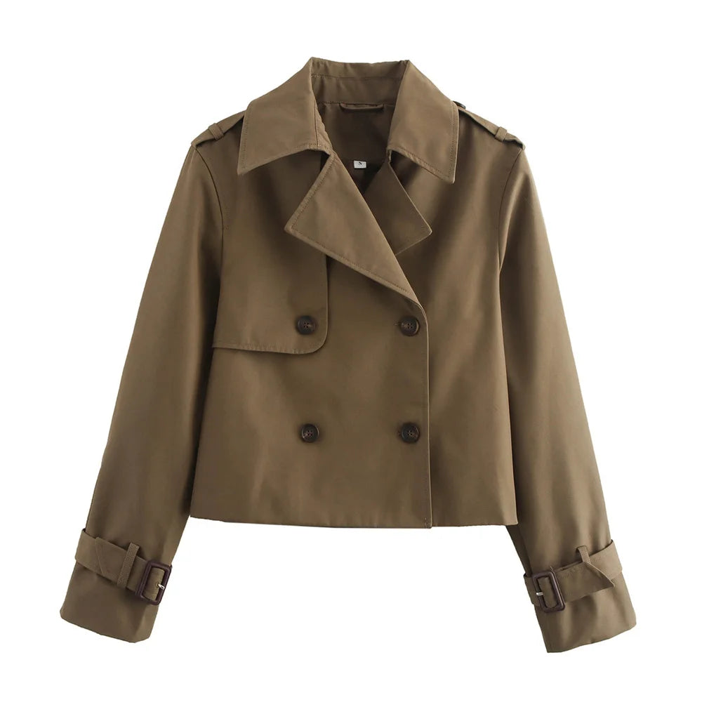 Jacket Women Streetwear Double Breasted Long Sleeve Top Female Chic Coat Outfits