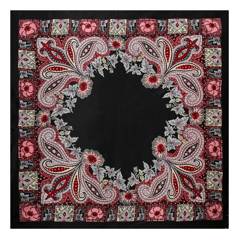 90cm Leopard Print Square Scarf Satin Silk Headband Muslim Woman Hijab Lady Fashion Hairwrap Rock Style Headscarf Islam Foulard