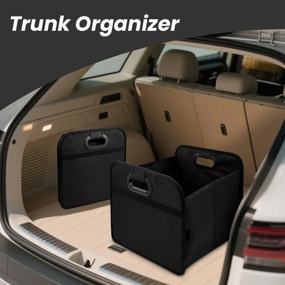 40L Foldable Portable Car Storage Box with Side Net, Car Trunk Organizer, Camping Outing Storage Box, Space-Saving Multi-Functional Storage Box, Non-Food Contact