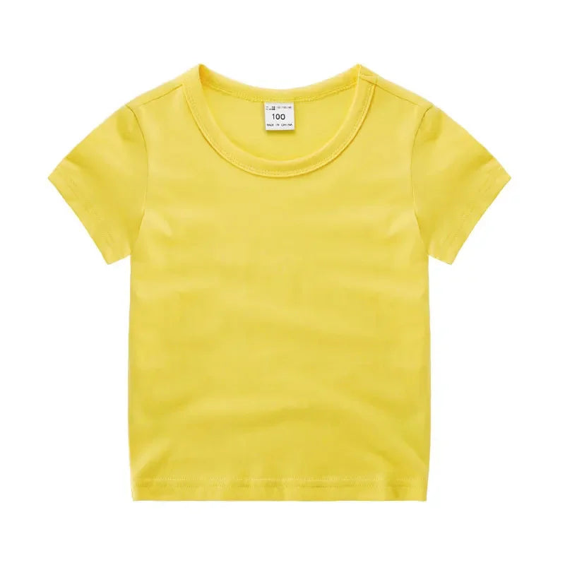 Summer Kids Short Sleeve T-Shirt Toddler Girls Cotton Colour Plain Tee Crewneck Boys T-Shirts Solid Tee Summer Children Clothes