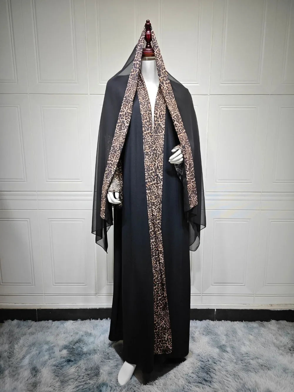 Abaya Leopard Cardigan with Scarf Dress 2026