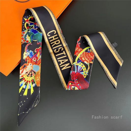 Star with The Same High-end Tied Bag Scarf Tied Bag Handle Wrapped Bag Decoration Long Strip Gold Ribbon Luxury Gift Wholesale