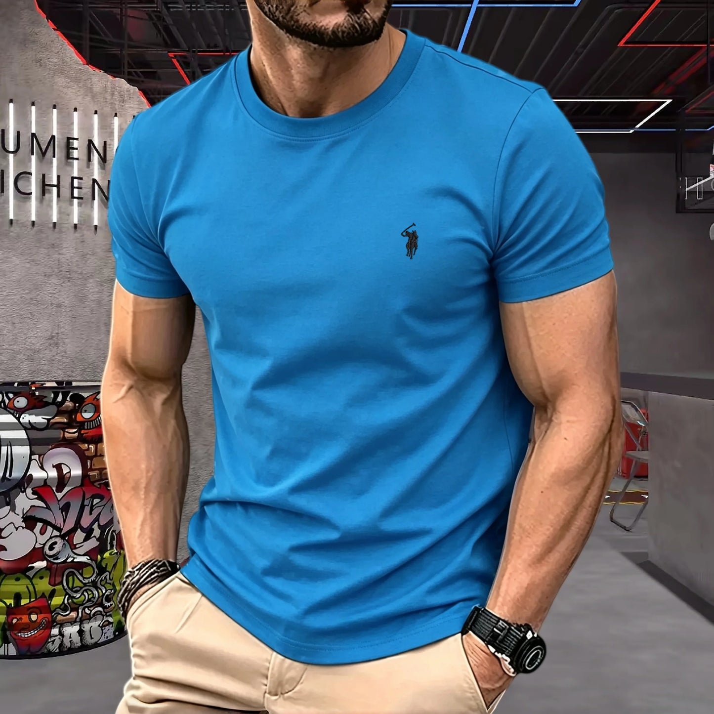brand round neck short sleeved men's 2026 summer fashion