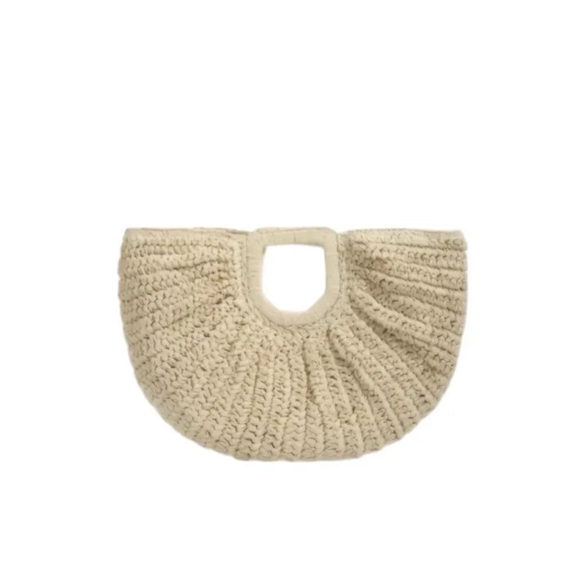 Woven Banquet Handbag Summer Bohemian Seaside Vacation Beach Bag Fashionable Advanced Clip Crossbody Bag Brand Women's Woven Bag