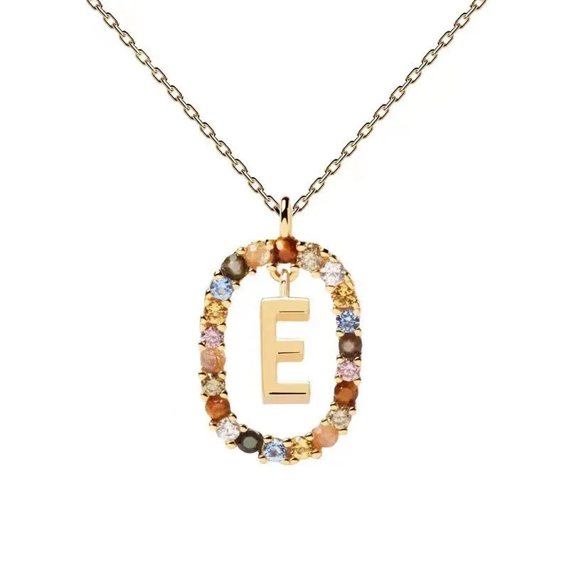 Creative A-Z Letter Pendant Women's Necklace Sweet Versatile Adjustable Chain Lobster Clasp Colorful Jewelry Popular 2026 Gift