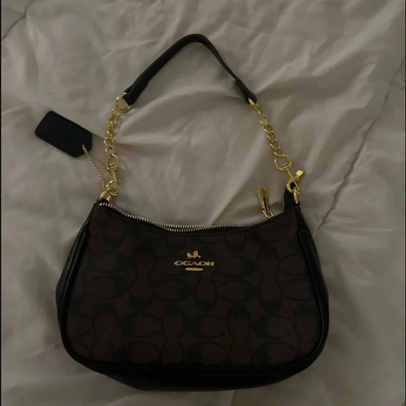 Women's Chain Bags PVC Geometric Print Handbag Shoulder Crossbody Bag Women's Underarm Bag Suitable For Daily Outfit Matching