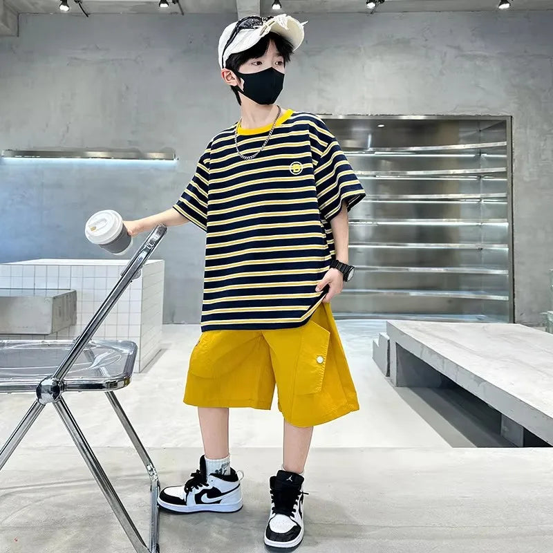 2 Piece Cotton Clothing Set Children Top and Bottom Clothes Set Tracksuit Age 5-14Y