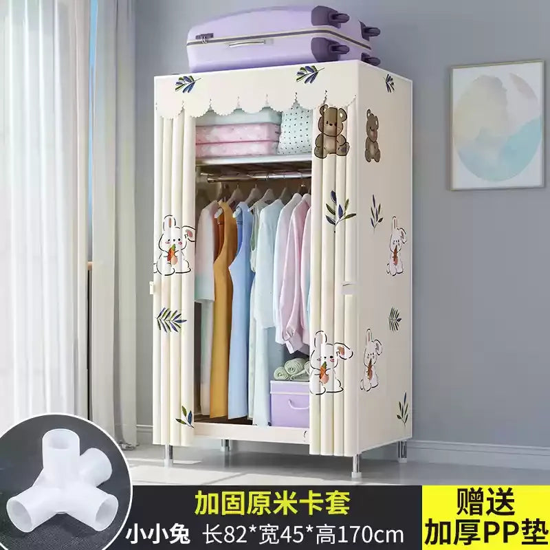 ‌Portable Fabric Closet, Multi-Tier Steel Wardrobe, Rust-Resistant Compact Cabinet Waterproof Storage Organizer with Multi-Color