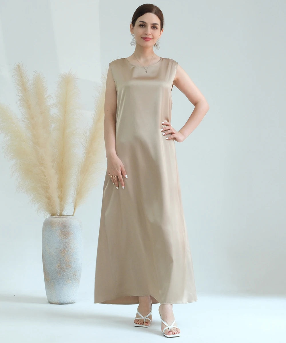 Abaya Inner Dress High Quality White Sleeveless