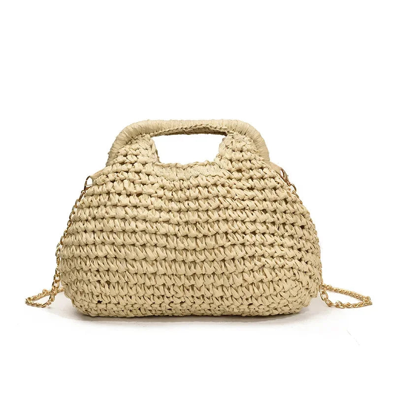 Woven Banquet Handbag Summer Bohemian Seaside Vacation Beach Bag Fashionable Advanced Clip Crossbody Bag Brand Women's Woven Bag