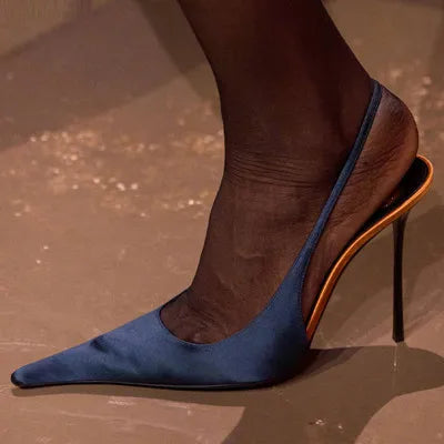 2026 Women Sexy Pointed Toe High Heeled Shoes For Woman's Thin Heels Slip-On Summer Pumps Luxury Lady Black Wedding Party Sandal