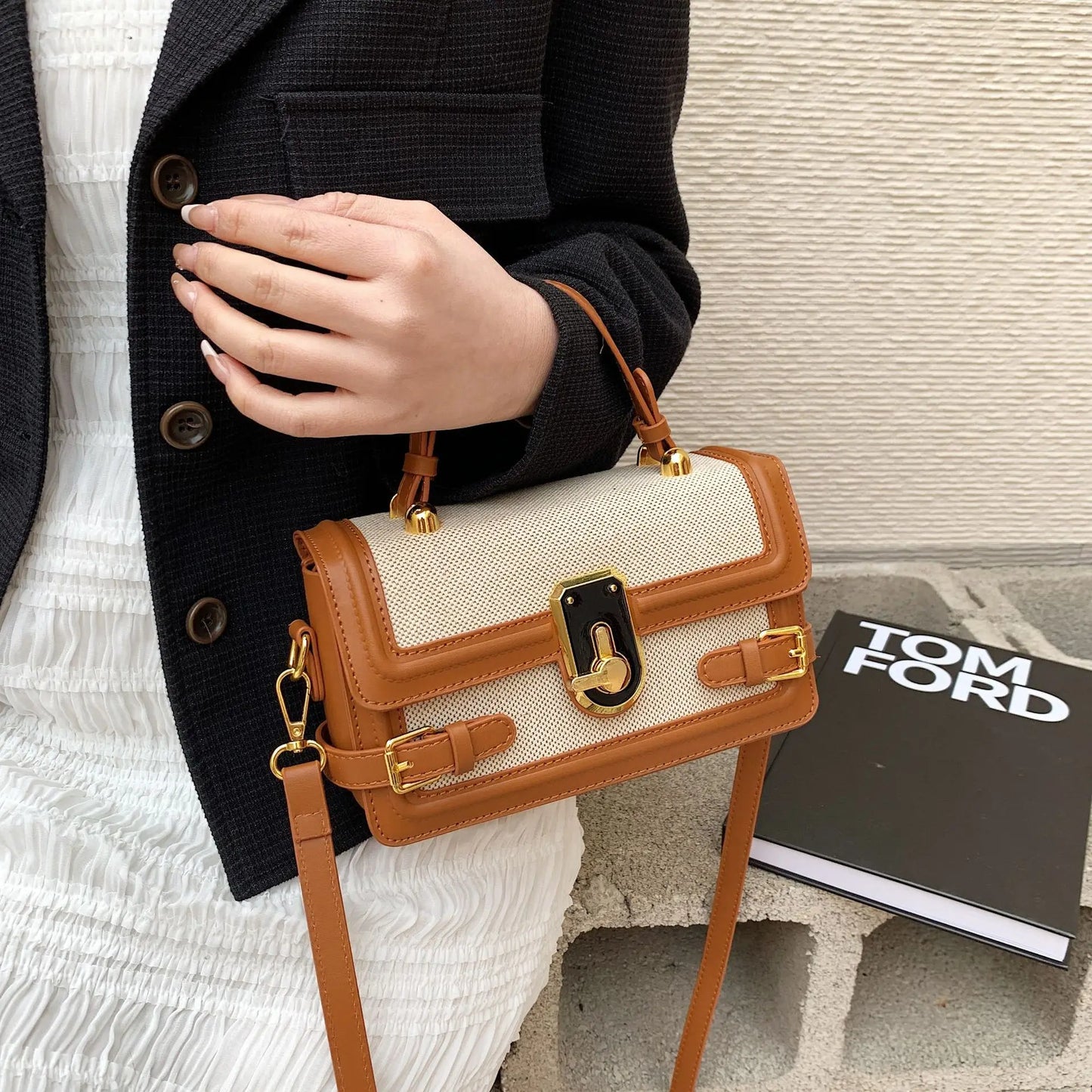 Trendy Two-Tone Crossbody & Handbag – Vintage-Inspired Women’s Shoulder Bag for Fashion Lovers