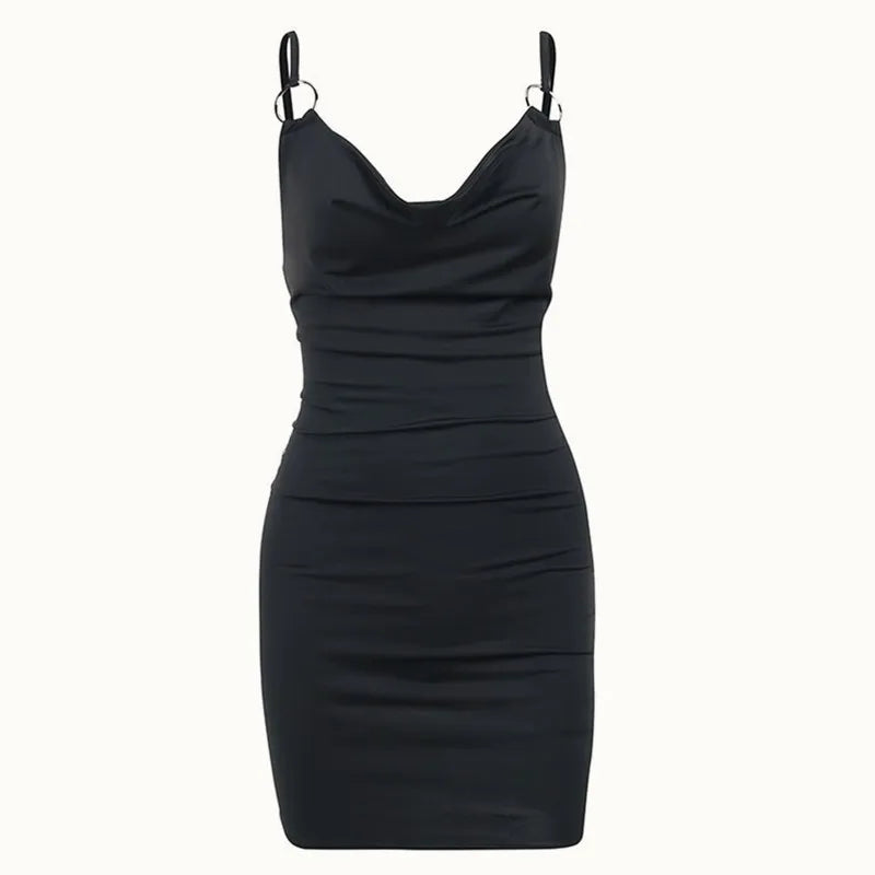 New Cross border  Sexy V-neck Ring Buckle Milk Silk Sling Wrap Hip Dress