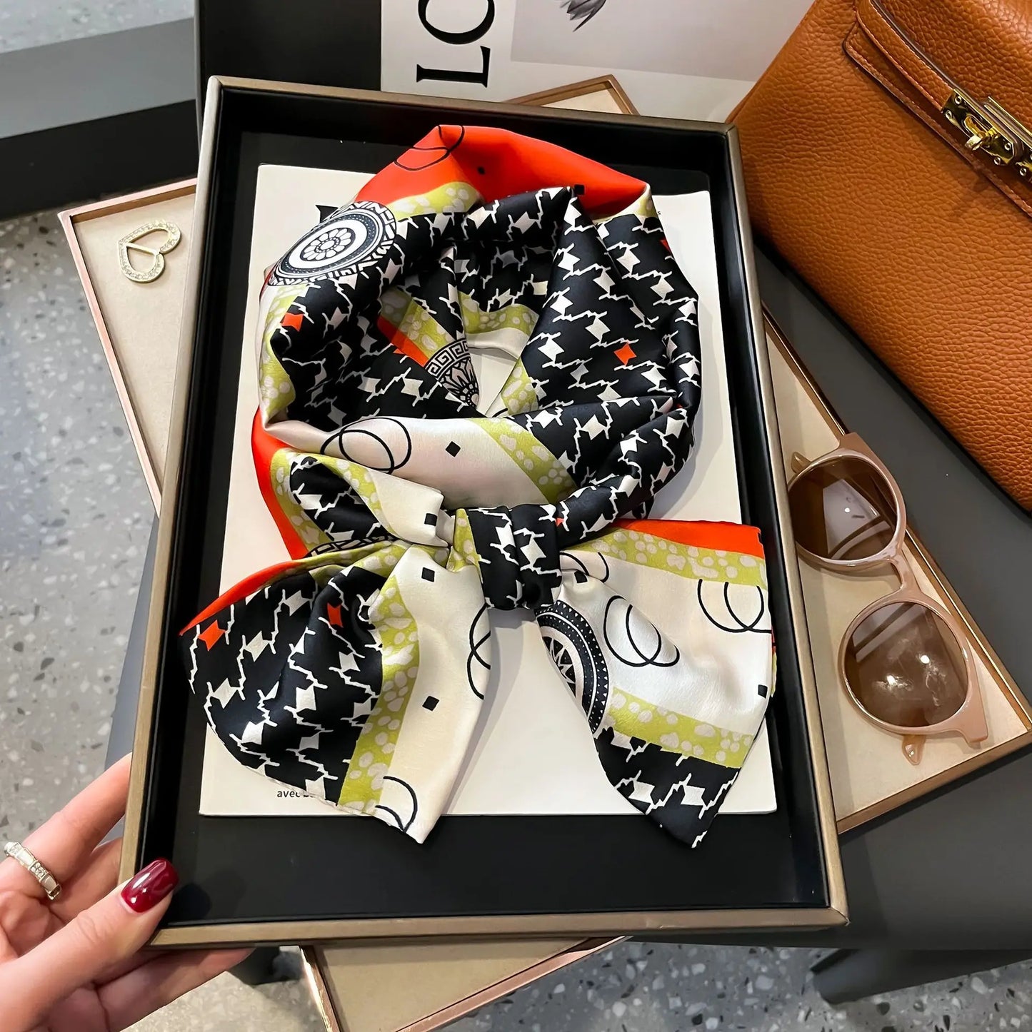 Long Silk Scarf Bag Tie Women Neck Skinny Scarves Hair band Foulard Horse Print Brand Lady Neckerchief Ribbon