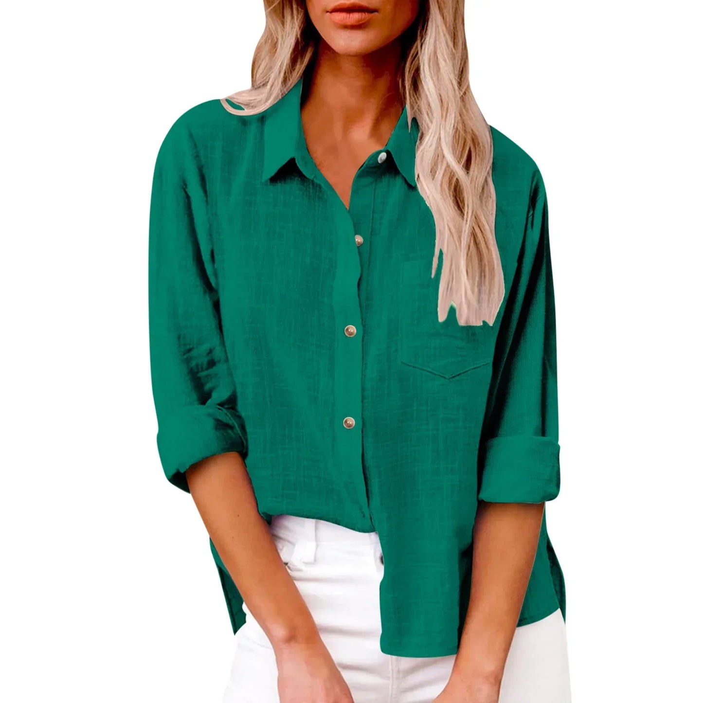 Cotton Linen Long Sleeve Shirts for Women T Shirt