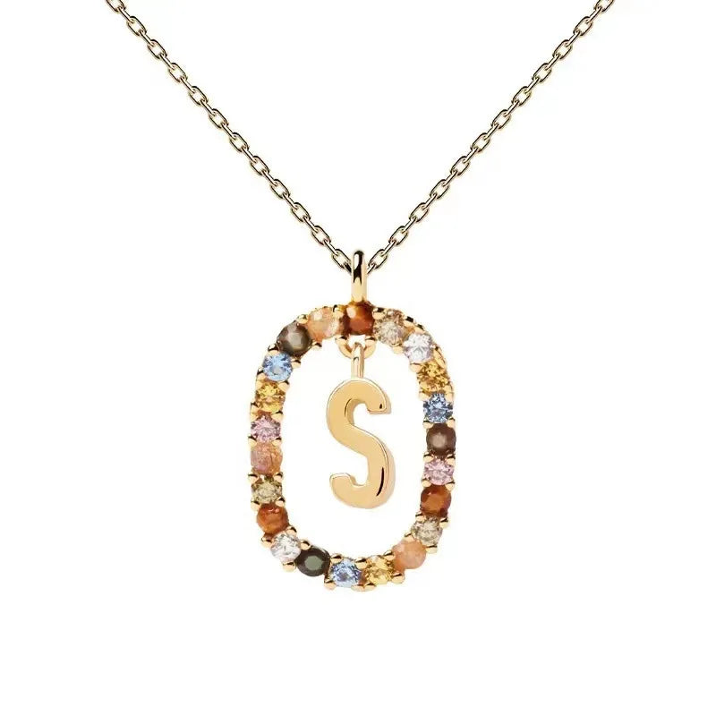Creative A-Z Letter Pendant Women's Necklace Sweet Versatile Adjustable Chain Lobster Clasp Colorful Jewelry Popular 2026 Gift