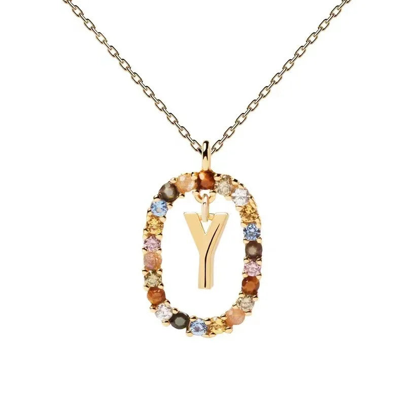 Creative A-Z Letter Pendant Women's Necklace Sweet Versatile Adjustable Chain Lobster Clasp Colorful Jewelry Popular 2026 Gift