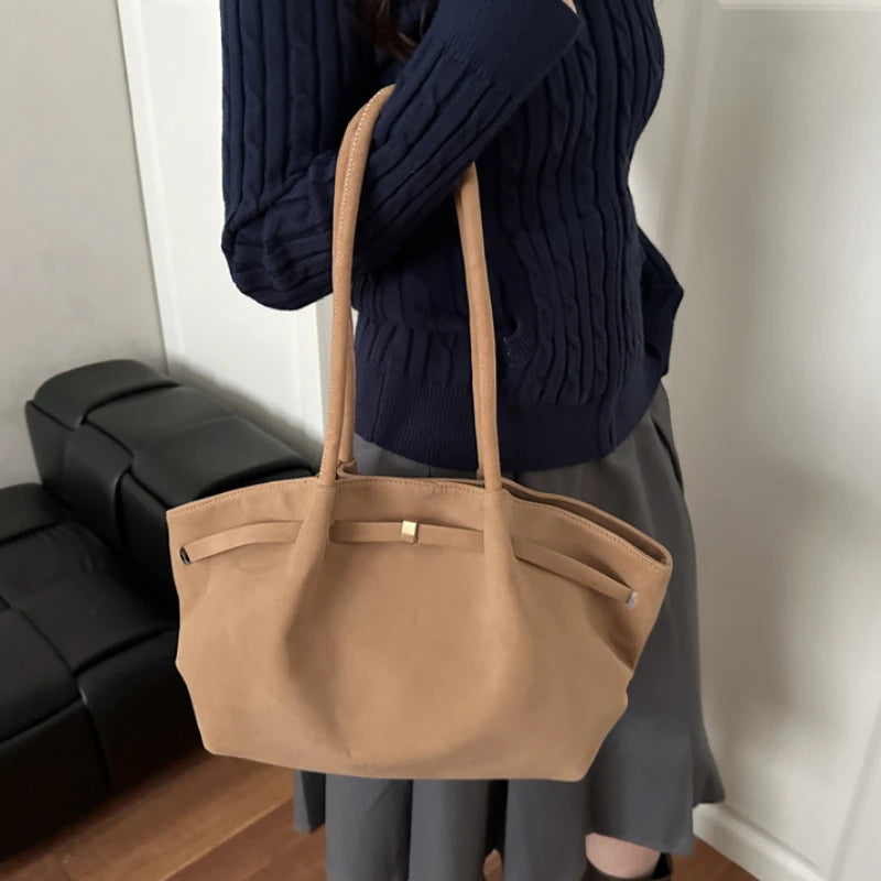 Faux Suede Shoulder Bag Women Fashion Commute Tote Bag Casual Underarm Bucket Purse Fall Daily Luxury Handbag
