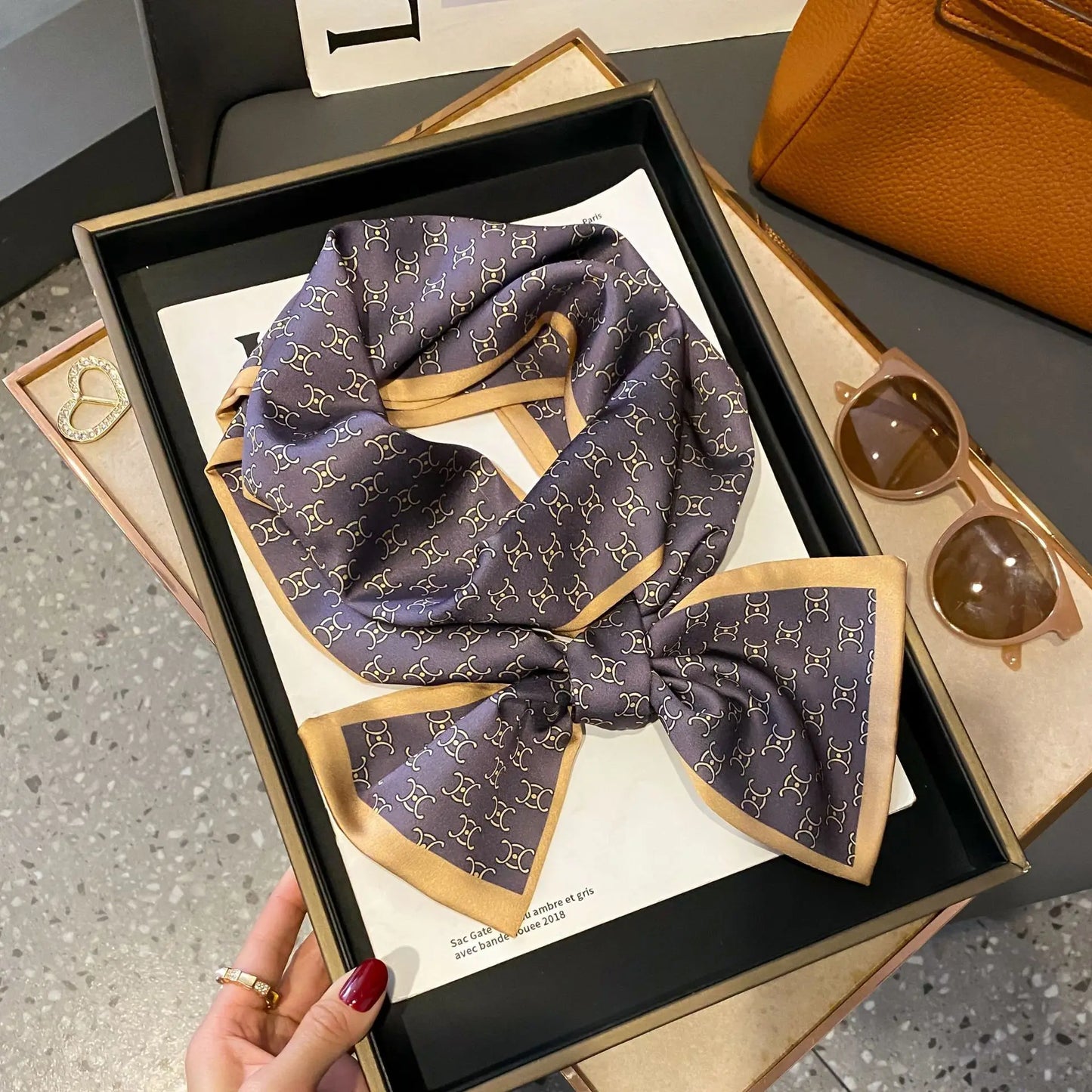 Long Silk Scarf Bag Tie Women Neck Skinny Scarves Hair band Foulard Horse Print Brand Lady Neckerchief Ribbon