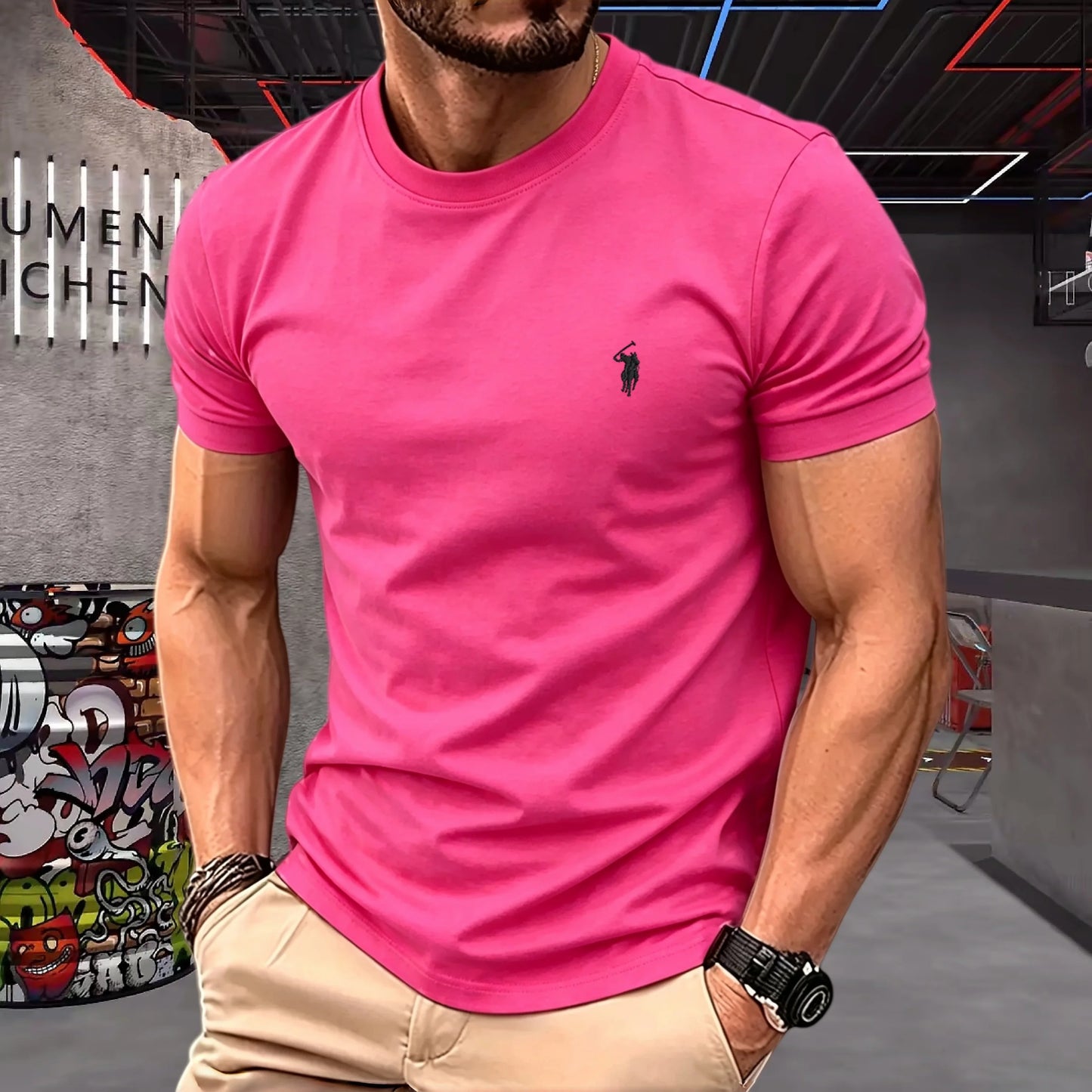 brand round neck short sleeved men's 2026 summer fashion