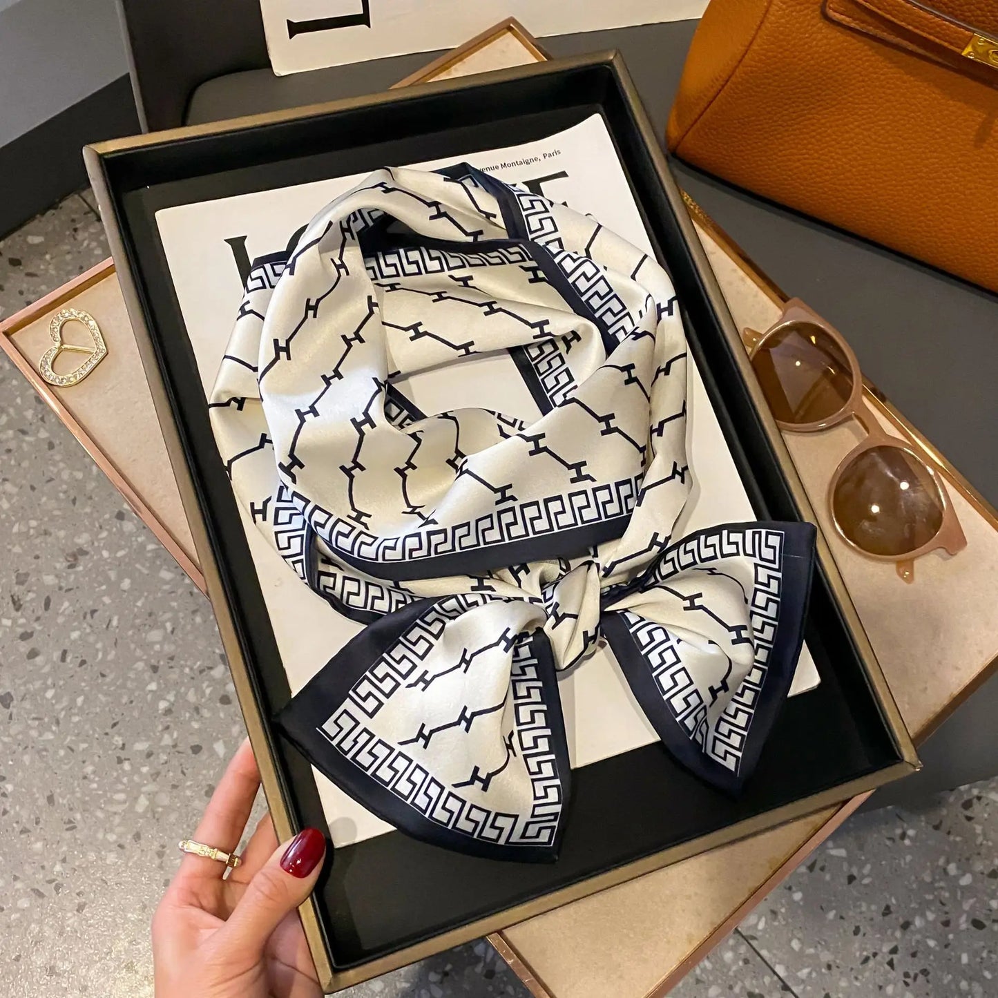 Long Silk Scarf Bag Tie Women Neck Skinny Scarves Hair band Foulard Horse Print Brand Lady Neckerchief Ribbon