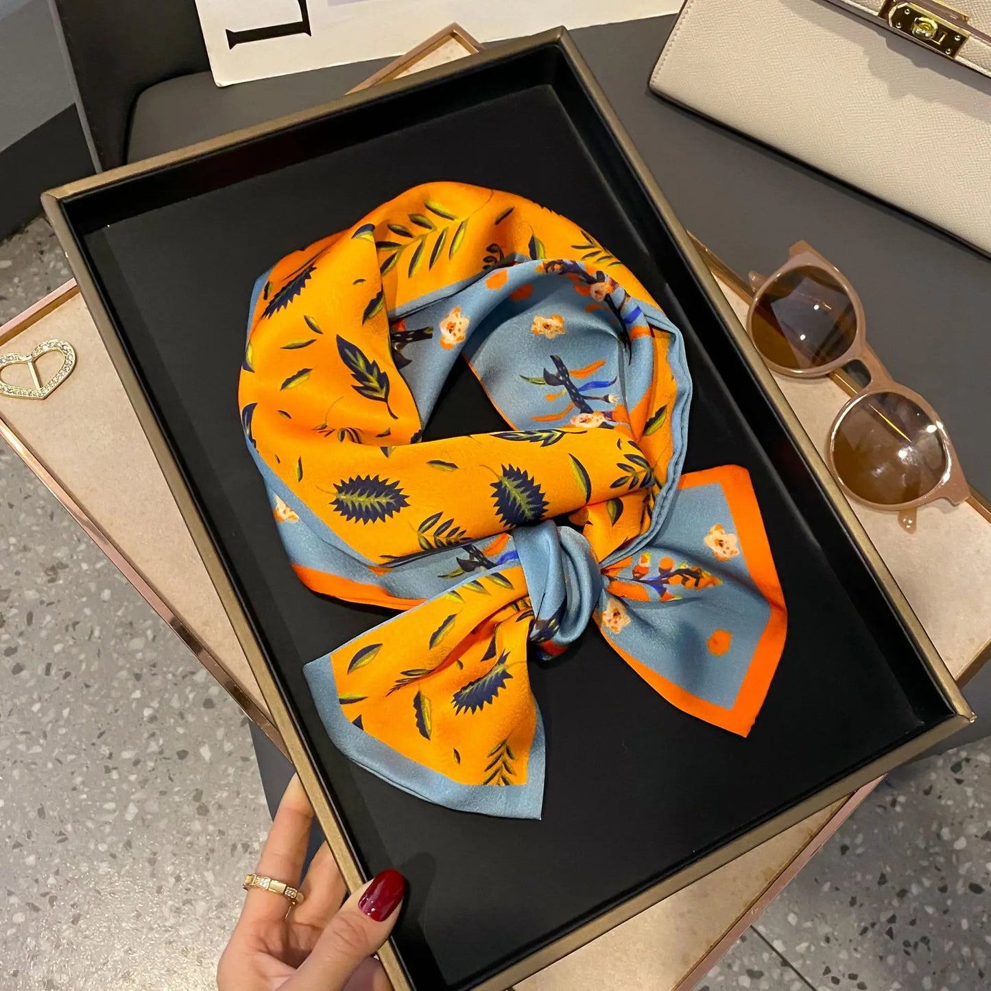 Long Silk Scarf Bag Tie Women Neck Skinny Scarves Hair band Foulard Horse Print Brand Lady Neckerchief Ribbon