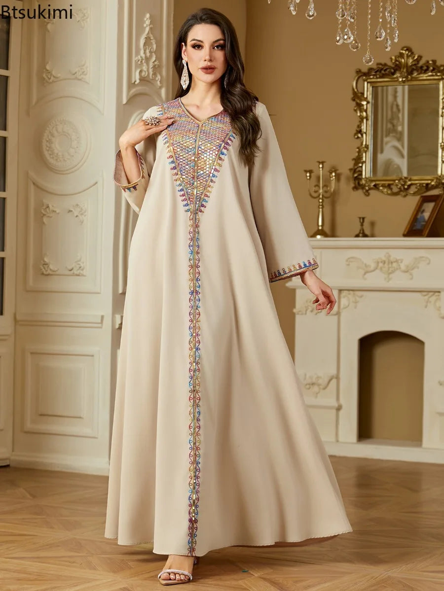 Elegant Dresses Women's Embroidery Long Sleeve Evening