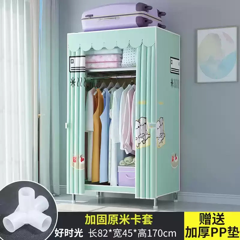 ‌Portable Fabric Closet, Multi-Tier Steel Wardrobe, Rust-Resistant Compact Cabinet Waterproof Storage Organizer with Multi-Color