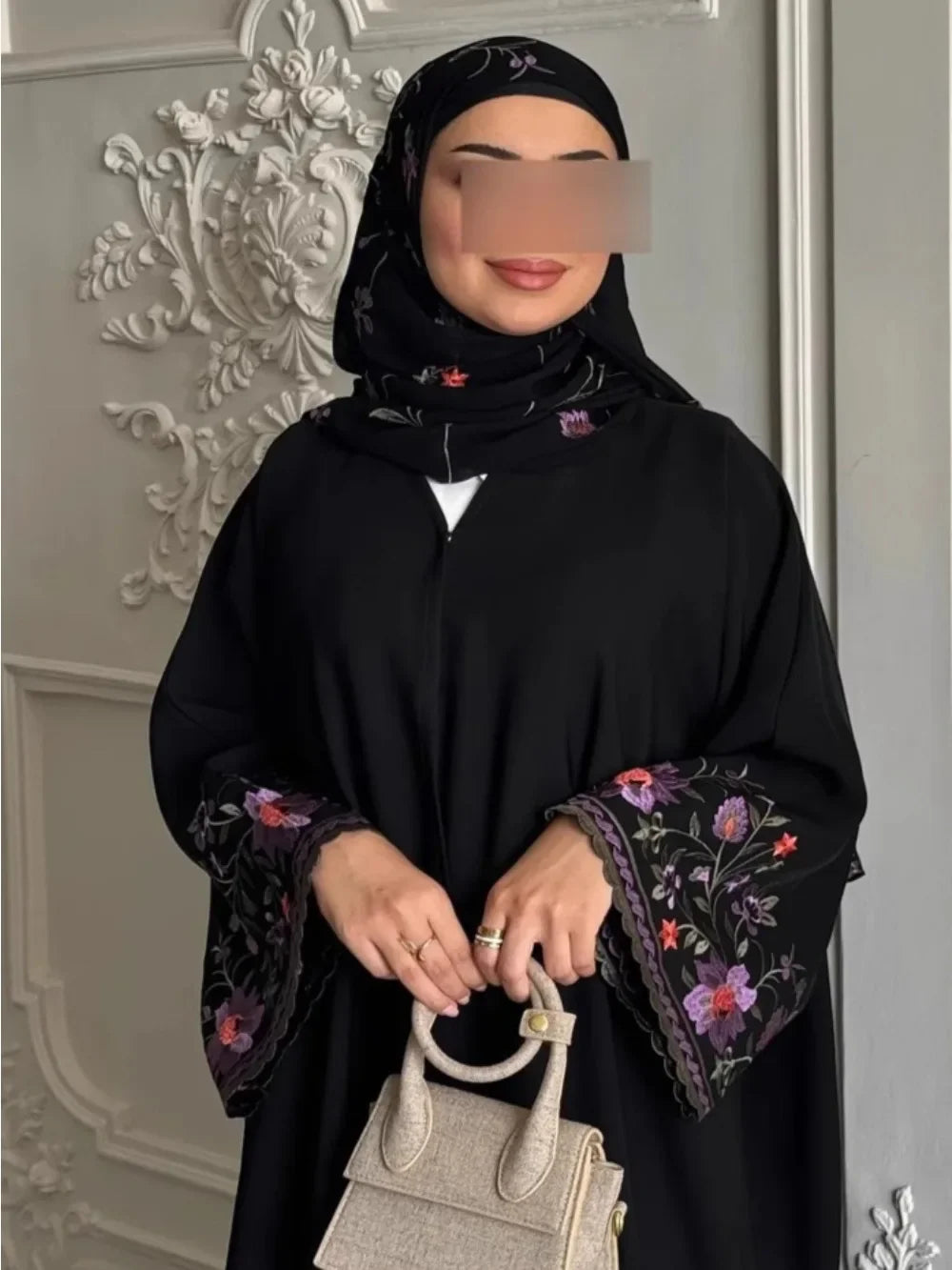 Abaya Party Dress Embroidery Muslim Without Scarf