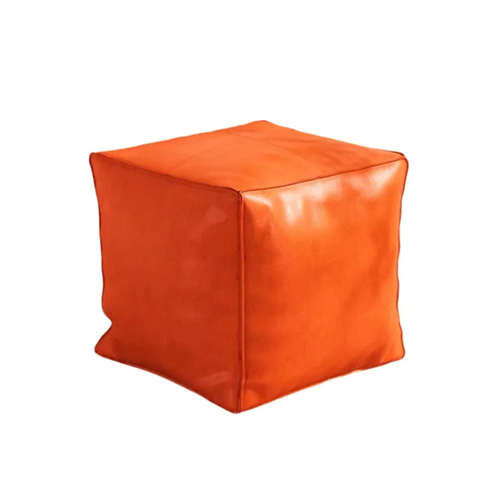 Nordic Style Non-Slip Storage Stool Large Capacity Waterproof PU Leather Ottoman Thicken Stackable Leather Pouf Living Room