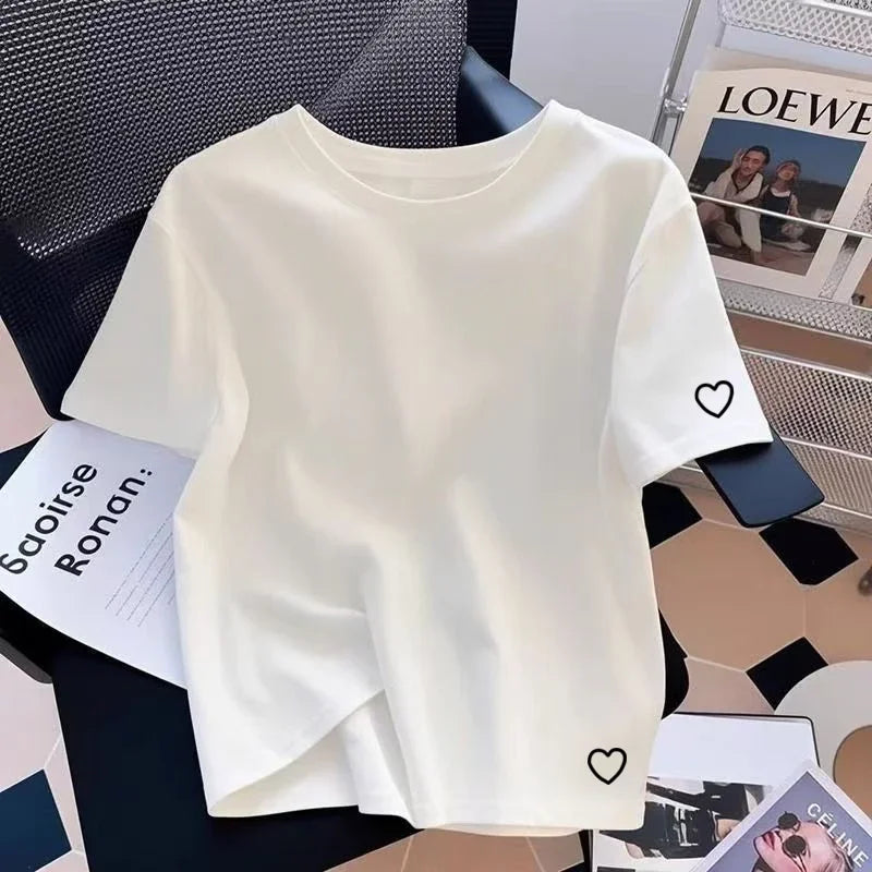 Womens T-shirts Cotton Printing Casual O-Neck Short Sleeve Outdoor Sports Jogging