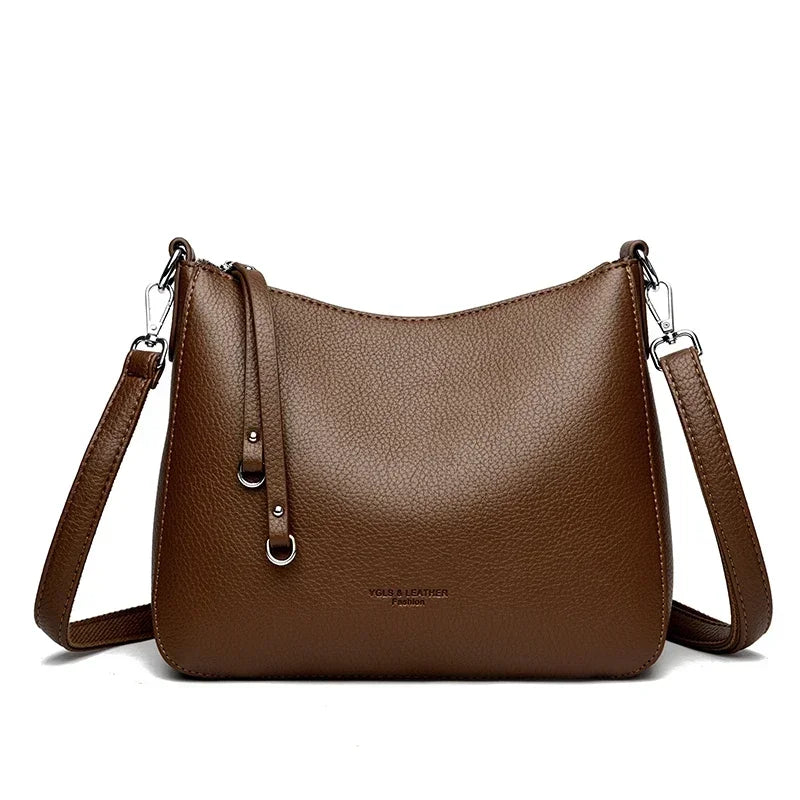 Genuine Brand Women's Soft PU Leather Shoulder Crossbody Bags Luxury Hand Bags Designer Ladies Messenger Commuting Sac A Main