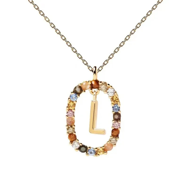 Creative A-Z Letter Pendant Women's Necklace Sweet Versatile Adjustable Chain Lobster Clasp Colorful Jewelry Popular 2026 Gift