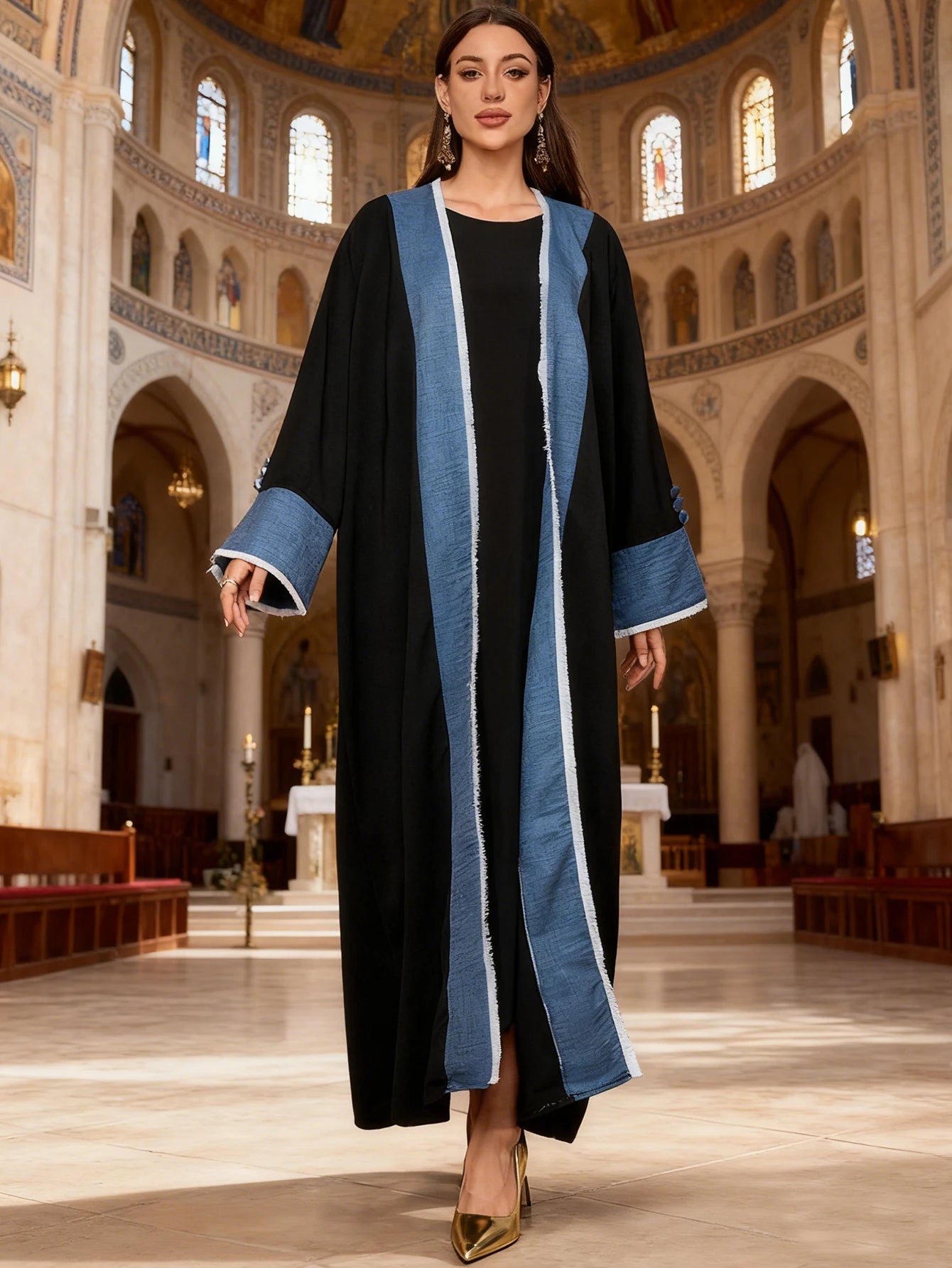 Elegant Split Sleeve Muslim Ramadan Eid Kimono Cardigan Abaya Damen Dubai Turkey Islam Abayas Women Elegant Tassel Abaya Robes
