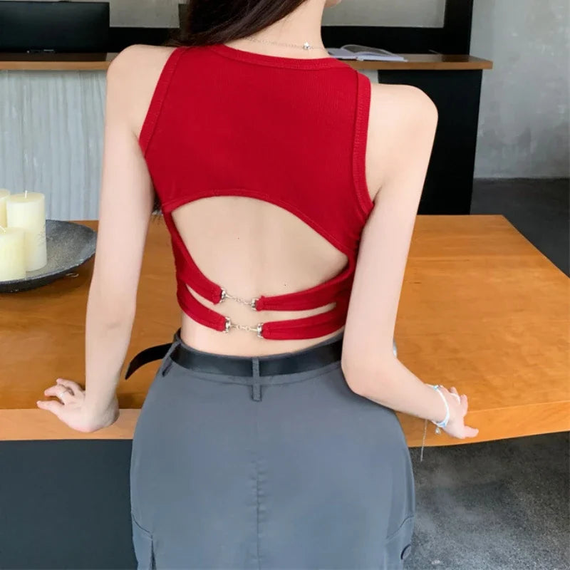 Sports Tank Tops With Bra Pad Casual Crop