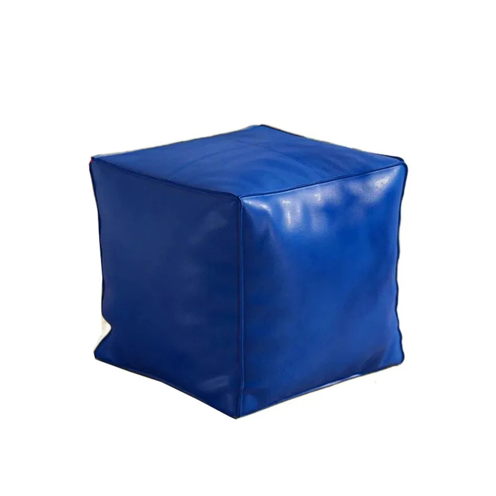 Nordic Style Non-Slip Storage Stool Large Capacity Waterproof PU Leather Ottoman Thicken Stackable Leather Pouf Living Room