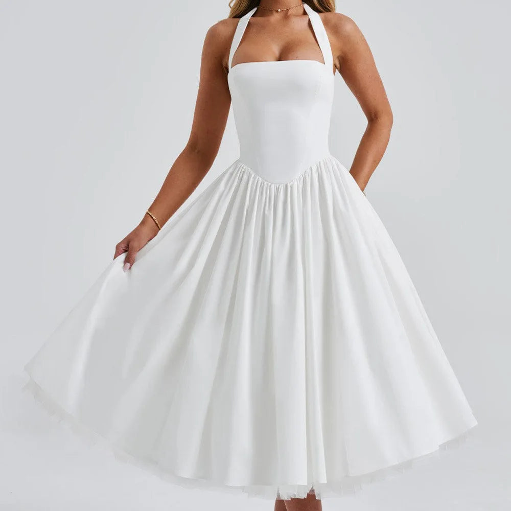 Elegant Sling Slim Long Dresses For Women 2025 Summer Fashion Sleeveless Backlesss A-line Halter Maxi Dress Elegant Vestidos