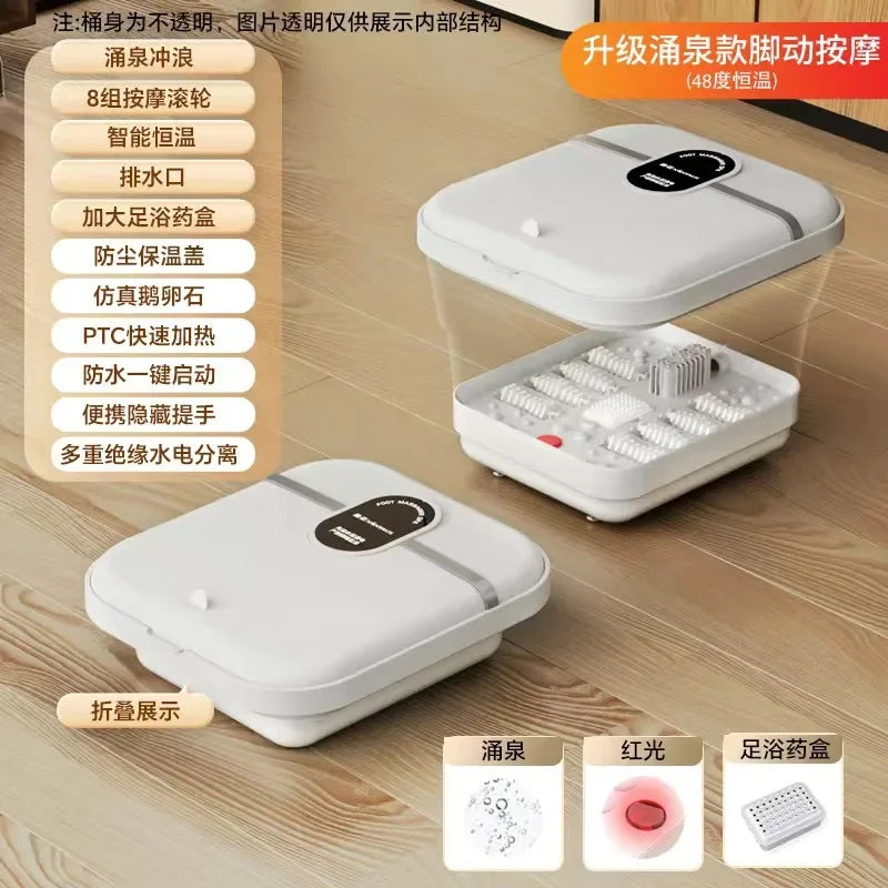 Automatic Heated Thermostatic Foot Soaking Bucket, Folding Portable Footbath, Household Electric Massage Foot Wash Bucket